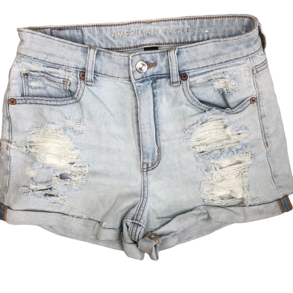 AMERICAN EAGLE Distressed Denim Mom Shorts 4